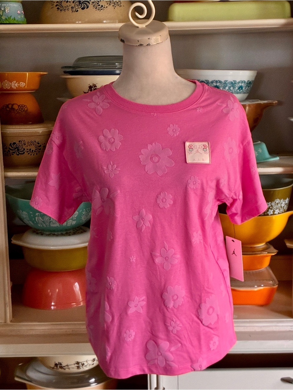 Air Jordan Nike Floral Top in Pink Glow - Girls Size Large
